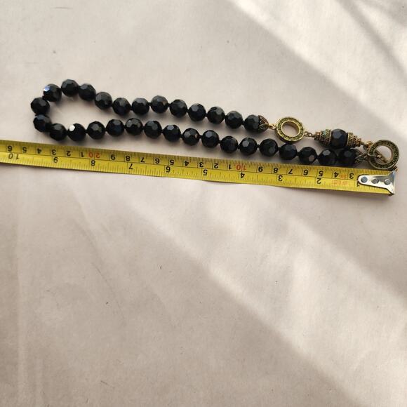 HEIDI DAUS Black Gold Crystal Beaded Necklace Retired 20" Long - Picture 7 of 8